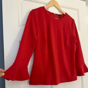 Red Flutter Sleeve Top ANN TAYLOR size M
